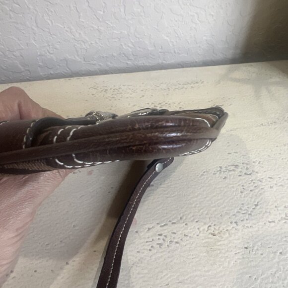 COACH PATCHWORK Vintage (2004) Leather Suede Fabric Signature C WRISTLET Wallet - Picture 3 of 9